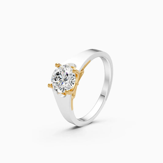 Forever Round Diamond Two Tone Solitaire Ring