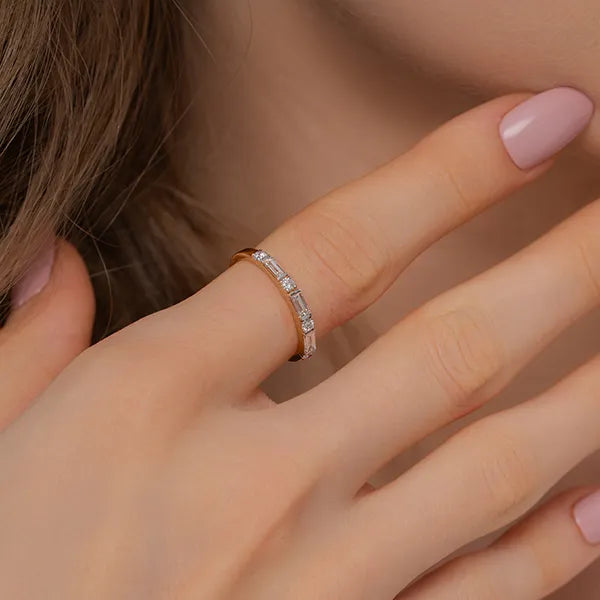 Baguette & Round Lab Grown Diamond Stacking Band