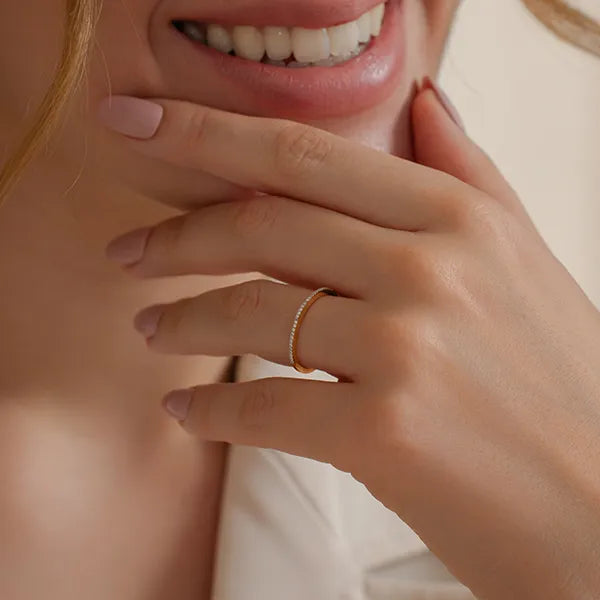 Stackable Half Eternity Diamond Wedding Band