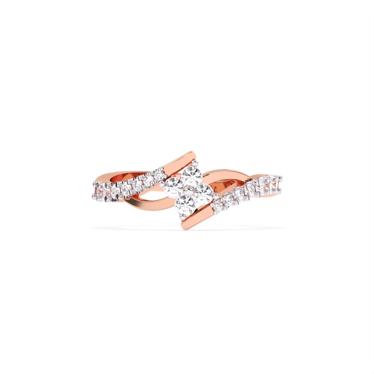 Flower Style Bypass Lab  Diamond Engagement Ring