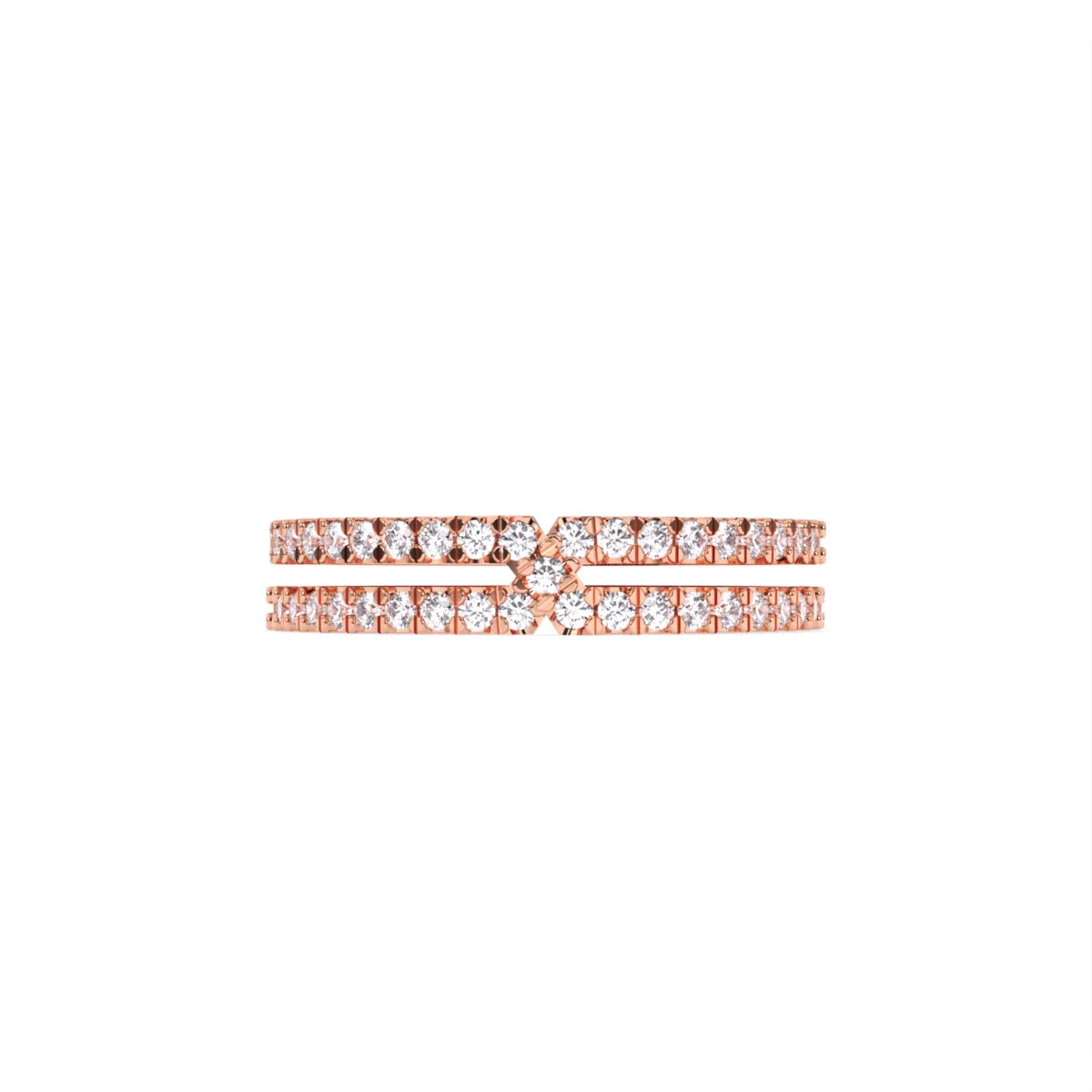Two Line Half Eternity Lab Diamond Wedding Band