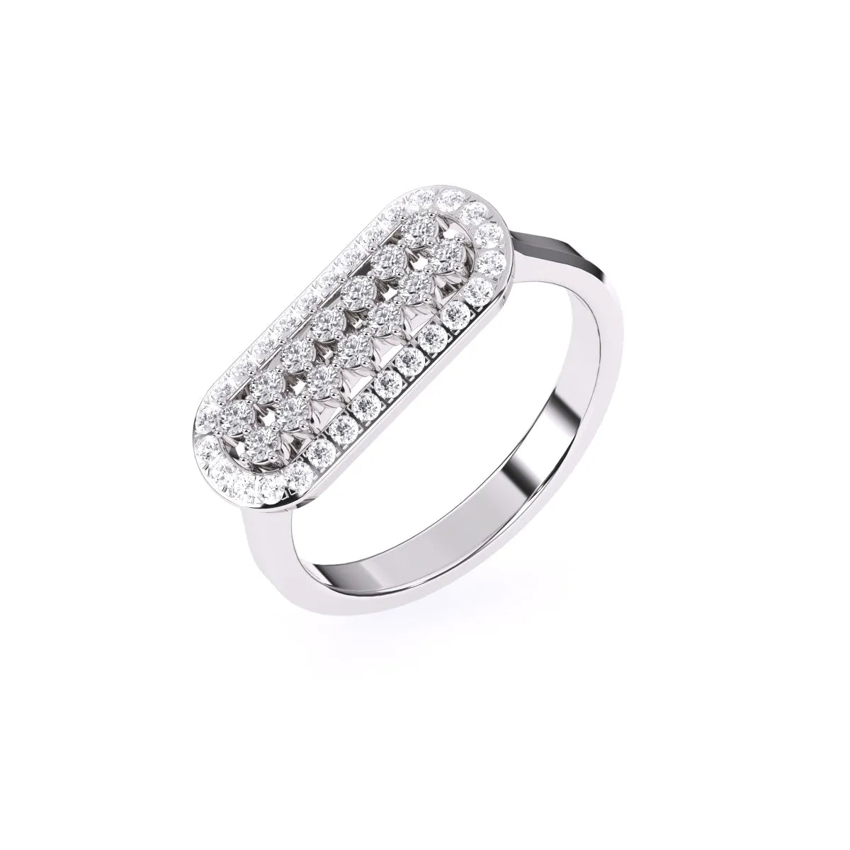Luxurious Horizontal Lab Grown Diamond Ring Gift For Her