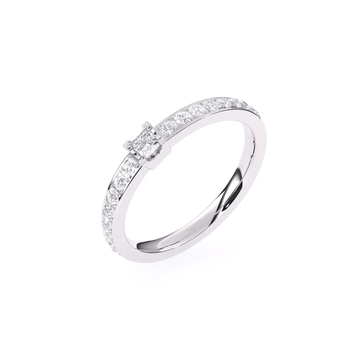 Princess Diamond Solitaire With Accent Tiny Ring