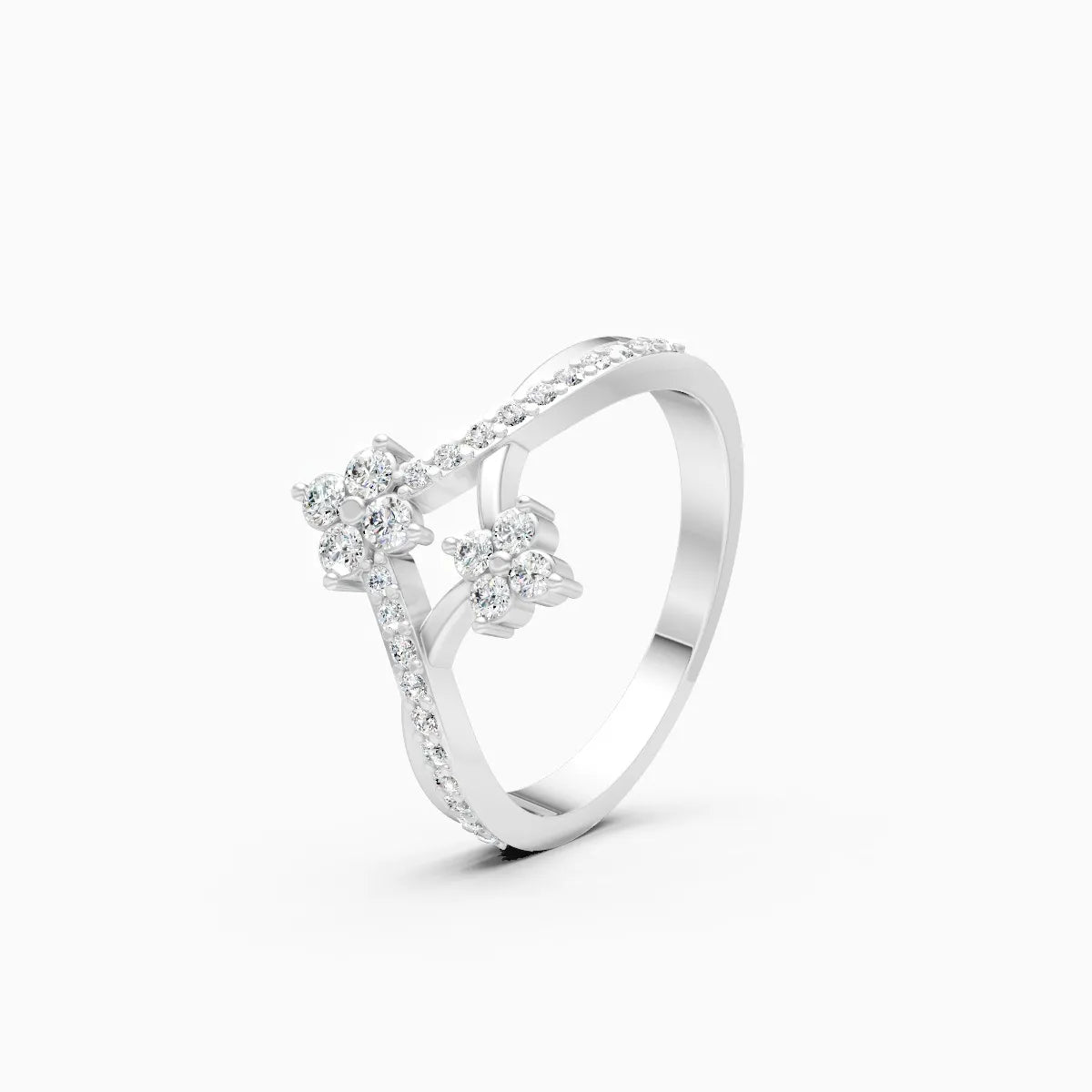 Wave Style Round Shape Lab Diamond Ring