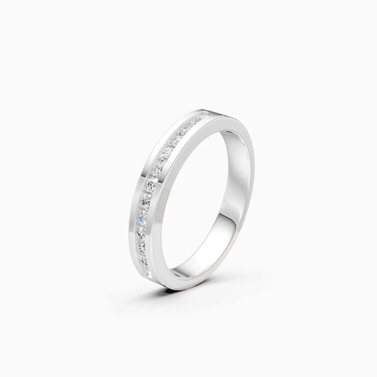 Rhodium Shine Edge Diamond Band
