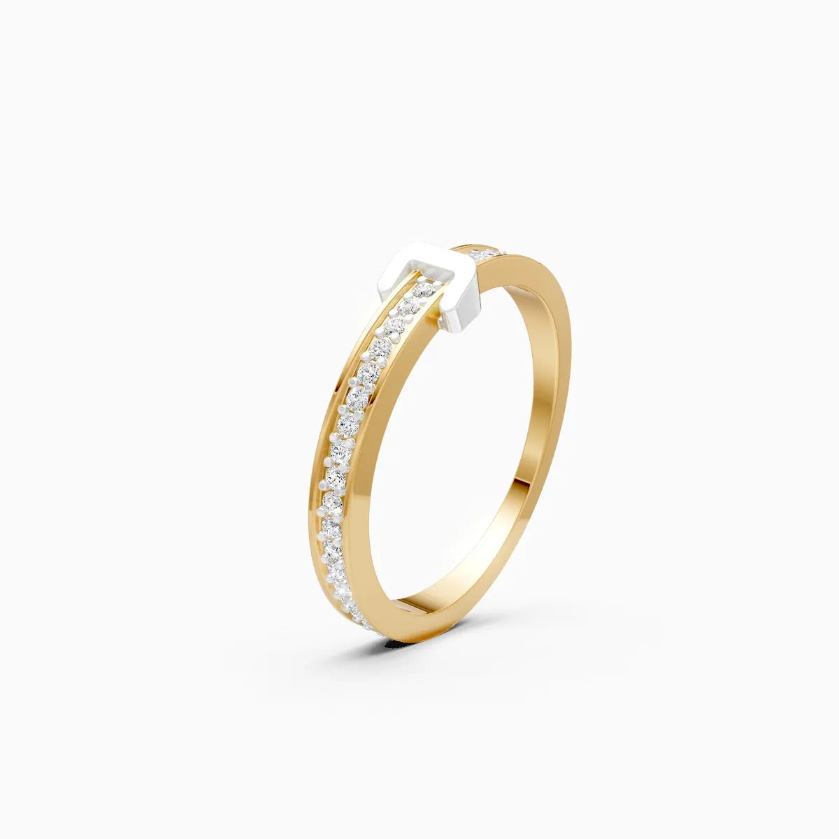 Two-Tone Architectural Staple Clip Channel-Set Band Ring
