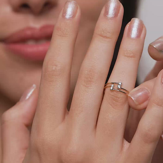 Modern Open Dual Band Diamond Ring