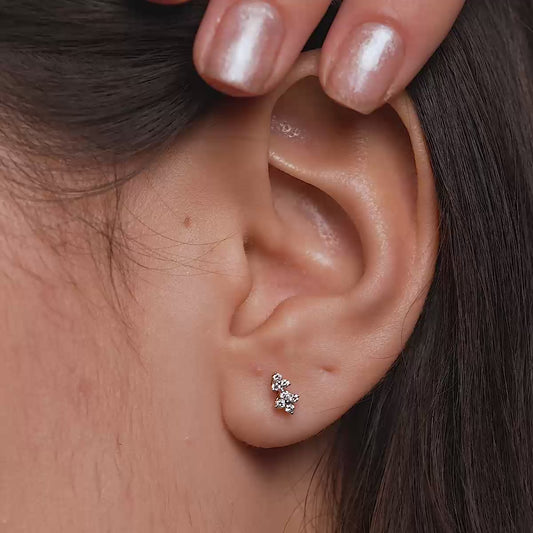 Two-Tier Quatrefoil and Trefoil Diamond Cluster Stud Earrings