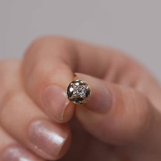 Dome Four-Point Star Cluster Stud Earrings