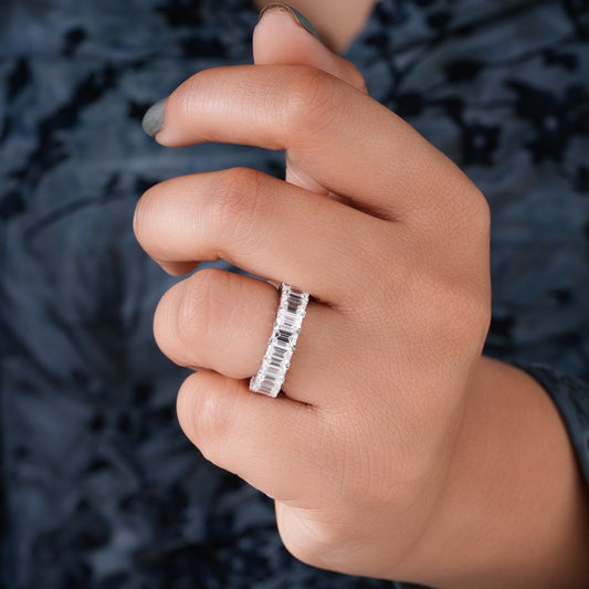 Emerald Full Eternity Lab Diamond Wedding Band